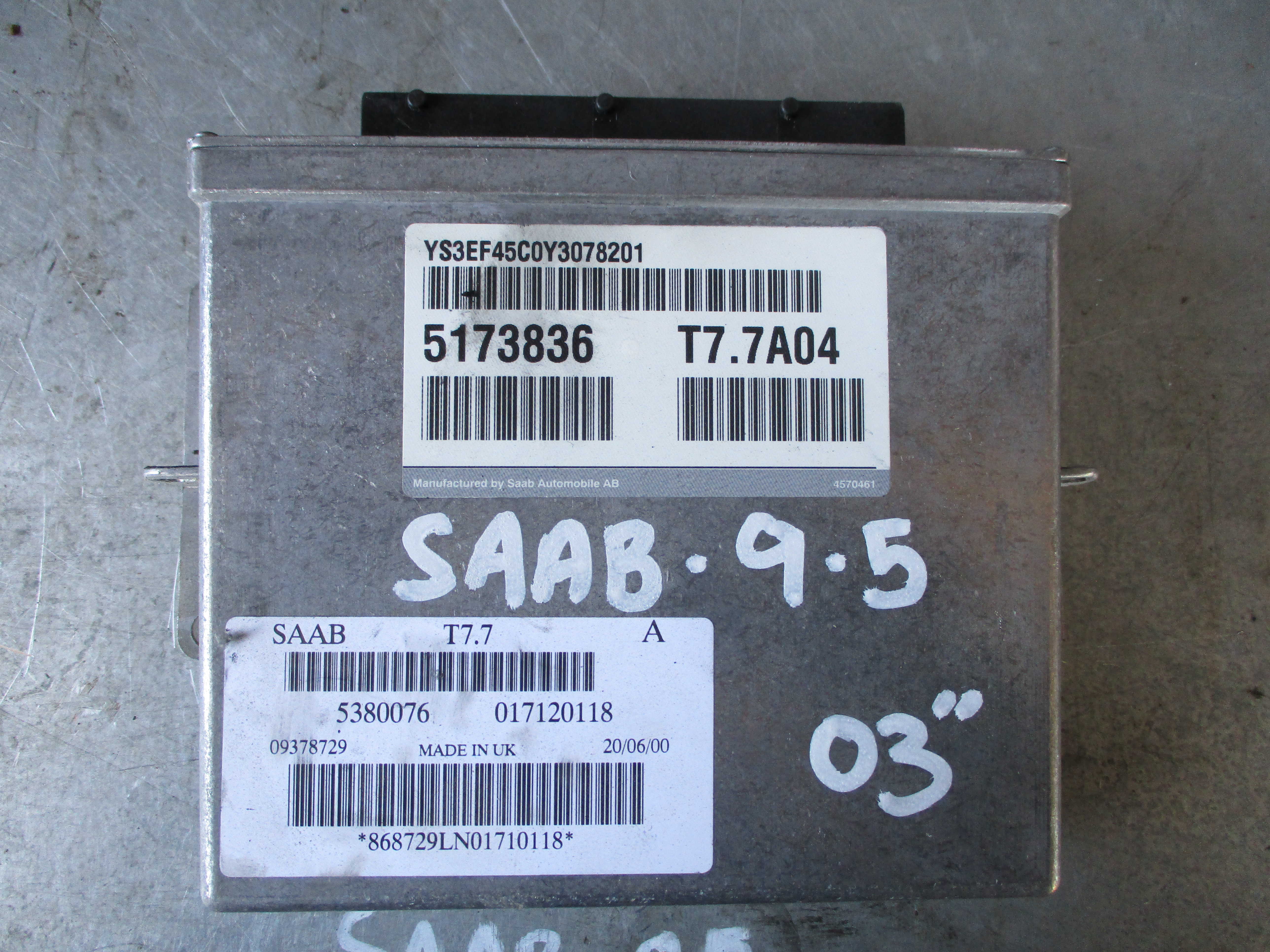 Εγκέφαλος Κινητήρα Σετ ( 5380076 , 09378729 ) Saab 9-5 ’03 Προσφορά.