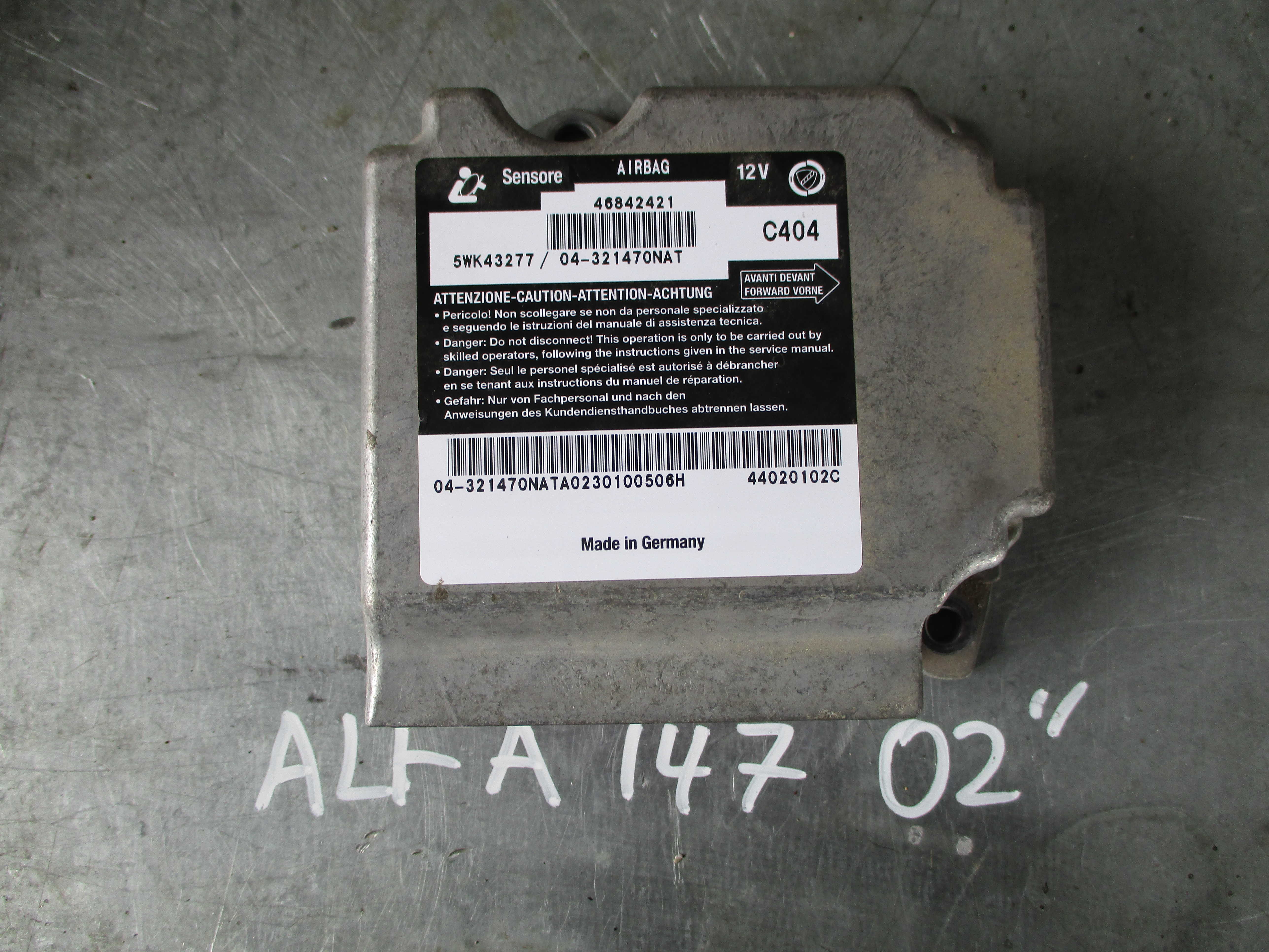 Αερόσακοι Σετ Κομπλέ ( 46842421 , 5WK43277 ) Alfa Romeo 147 ’01 Προσφορά.